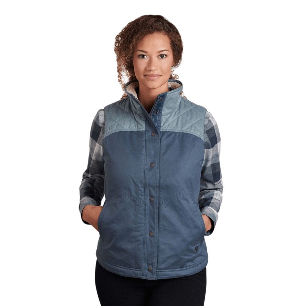 Kuhl Blue Celeste Fleece Lined Vest Medium Gorp Core Outdoor Camping Hiking